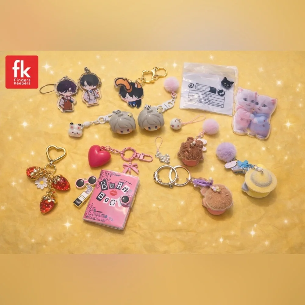 Kawaii Pink 16 Keychain Bundle - Kids Accessories Party Favors Easter Basket